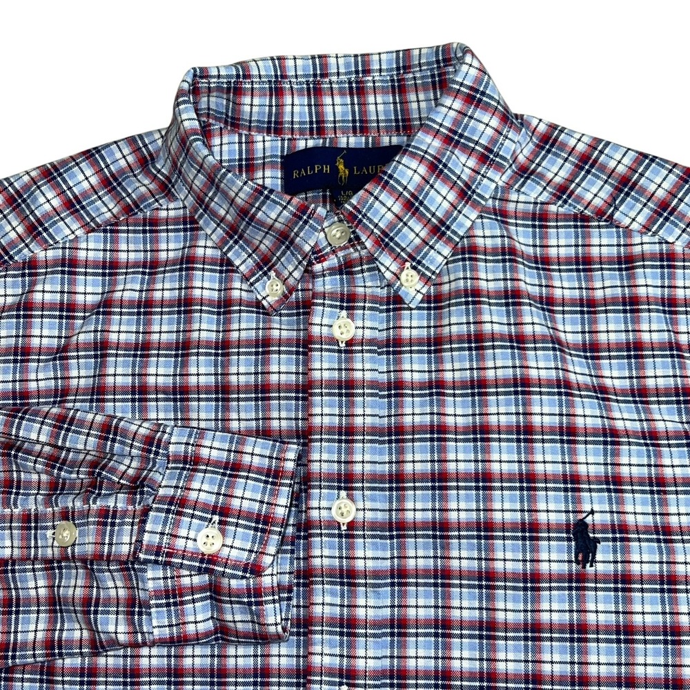 Ralph Lauren Boys Large Multicolor Plaid Long Sleeve Thick Button Down Shirt